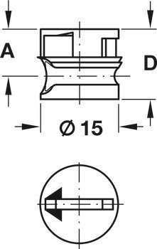 Tělo spoje, Minifix®15, polykarbonát, bez límce, tloušťka dřeva od 15 mm