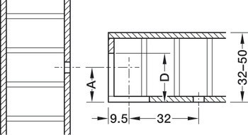 Tělo spoje, Rafix 20 HC, pro tloušťku panelu: 32–50 mm