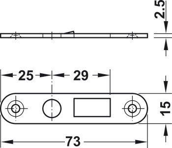 Tělo roletkového zámku, Häfele Symo FM Pro, backset 25 mm