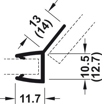 těsnění pro skleněné dveře, Pro sprchové kouty, sklo-sklo, pro 135° skleněná čela