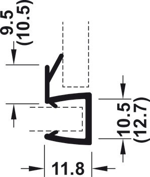 těsnění pro skleněné dveře, Pro sprchové kouty, sklo-sklo, pro 90° skleněná čela