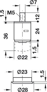 Tlačný zámek, Häfele Symo FM Pro, s pevnou vložkou s pinovými stavítky, individuální uzamykací systém HK/GHK, Service+