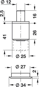 Tlačný zámek, s vložkou s pinovými stavítky, pro dřevěné posuvné dveře, standardní profil