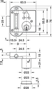 Trojcestné zámky Standard-Nova, s vložkou s pinovými stavítky, standardní profil, backset 40 mm