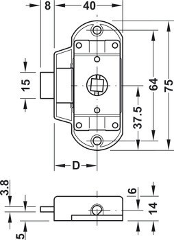 Trojcestný zámek, Häfele Symo ML, modulární systém 30 mm, backset 15 nebo 25 mm