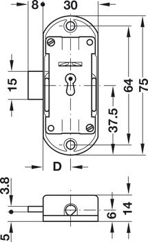 Trojcestný zámek, Häfele Symo LB, pro dozický klíč