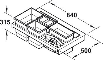 Třídílný třídič odpadu a čtyřdílný třídič odpadu, 1 x 18 a 2 x 8 / 1 x 18, 1 x 12 a 2 x 8, Hailo Separato Matrix Box P 3603-63/93