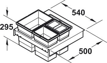 Třídílný třídič odpadu a čtyřdílný třídič odpadu, 1 x 18 a 2 x 8 / 1 x 18, 1 x 12 a 2 x 8, Hailo Separato Matrix Box P 3603-63/93