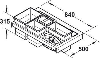 Odpadkové koše, 1 x 18 a 2 x 8 / 1 x 18, 1 x 12 a 2 x 8, Hailo Separato Matrix Box P 3603-63/93