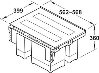 Trojdílný odpadkový koš, 1 x 8, 1 x 12 a 1 x 18 litrů, Franke Sorter Garbo