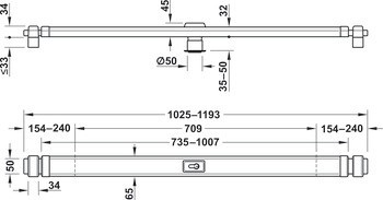 Tyč se závorou a oboustrannou vložkou, PR 2700 Slimline, Abus