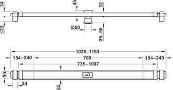 Tyč se závorou a oboustrannou vložkou, PR 2700 Slimline, Abus