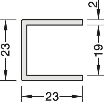 U profil, Häfele Slido F-Handle22 B2, hliník, pro posuvné dveře