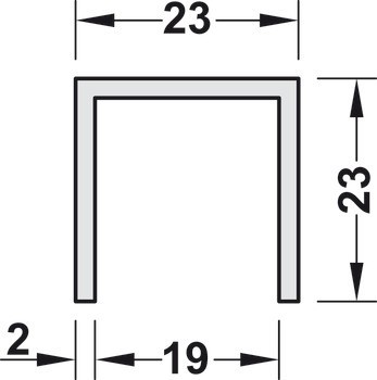 U profil, hliník, pro tloušťku panelu 19 mm, Häfele Déco