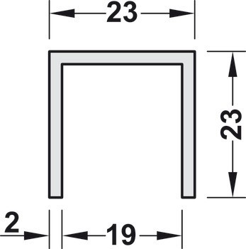 U profil, Hliník, pro tloušťku panelu 19 mm