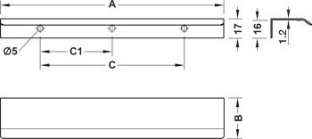 Úchytka do hrany, Häfele Déco, lze použít i přes celou šířku korpusu, hliník