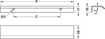 Úchytka do hrany, lze použít také jako úchytku na šířku korpusu, hliník