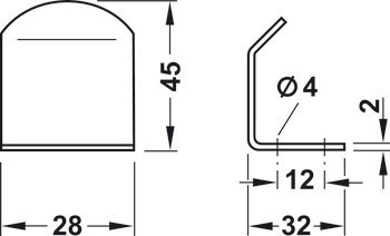 Úchytka do hrany, nerez