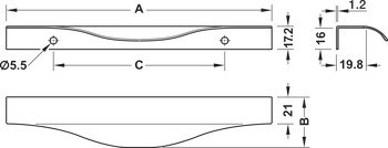 Úchytka do hrany, hliník