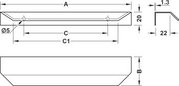 Úchytka do hrany, hliník