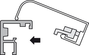 Úchytka, Pro profily hliníkového rámečku pro skleněnou výplň 23/26/38 x 14 mm