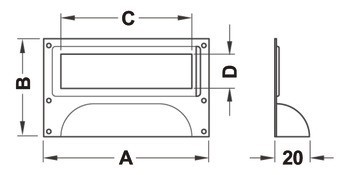 Úchytka se štítkem, Ocel, rozměr štítku 80 x 26 mm