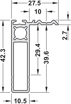 Úchytkový profil, Häfele Slido F-Handle26 A2, hliník, pro posuvné dveře