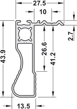 Úchytkový profil, Häfele Slido F-Handle26 A3, hliník, pro posuvné dveře