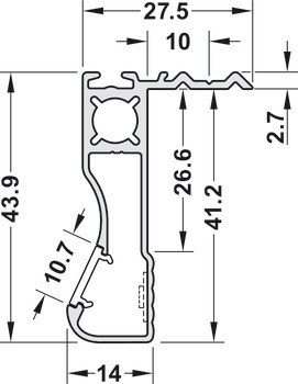 Úchytkový profil, Häfele Slido F-Handle26 A3 LED, hliník, pro posuvné dveře