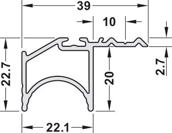 Úchytkový profil, Häfele Slido F-Handle26 A7, hliník, pro posuvné dveře