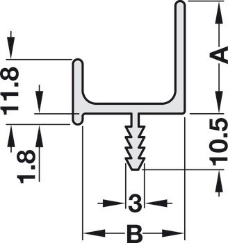 Úchytkový profil, hliník, Häfele Déco
