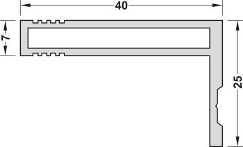 Úchytkový profil, hliník, pro dřevěné posuvné dveře, délka: 2500 mm, Häfele Déco
