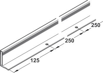 Úchytkový profil, Hliník, pro dřevěné posuvné dveře, délka: 2500 mm