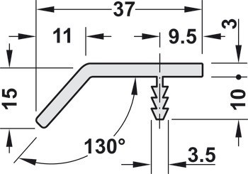 Úchytkový profil, hliník, využitelná délka 2400 mm, Häfele Déco