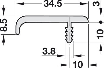 Úchytkový profil, hliník, využitelná délka 2460 mm, Häfele Déco