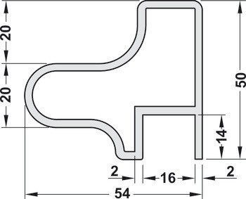 Úchytkový profil, pro posuvné dveře, hliník, Häfele Déco