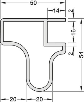 Úchytkový profil, pro posuvné dveře, hliník, Häfele Déco
