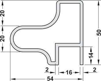Úchytkový profil, Pro posuvné dveře, hliník