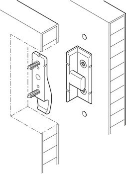 Úhlový díl, Häfele Pacofix DF, vzdálenost panelů 15 mm