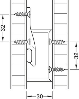 Úhlový díl, Häfele Pacofix DF, vzdálenost panelů 30 mm