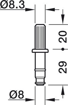 Upevňovací čep, Systém W, pro kolečka/součásti s držákem Ø 8 mm