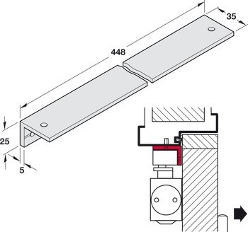 Upevňovací úhelník na podhled, Pro TS 5000 L, horní dveřní zavírač, Geze