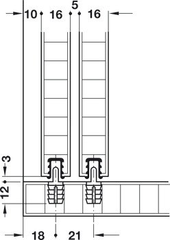 Vedení, s kluznými kolečky, Häfele Slido F-Line11 12A, Infront