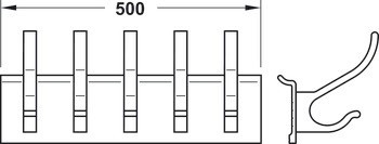 Věšák na oděvy/lišta s háčky, pro nástěnný systém Labos