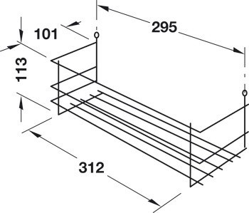 Vestavný koš, otevřený zadní díl, 312 x 101 x 113 mm (Š x H x V)