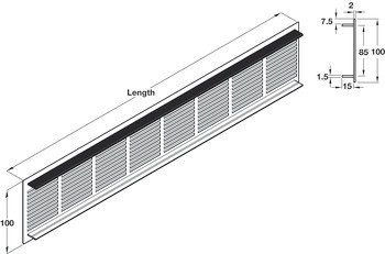 Větrací lišty, Hliník, s drážkovanými pery
