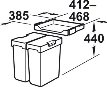 Vícedílný odpadkový koš, 2 x 17 litrů / 3 x 17 litrů