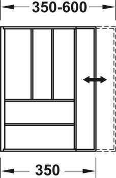 Vložka pro příbory, Blum Tandembox, dřevo, šířka korpusu 450–700 mm