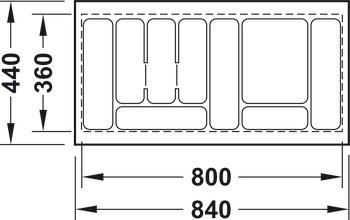 Vložka pro příbory, univerzální, pro zaříznutí na míru, hlubokotažená