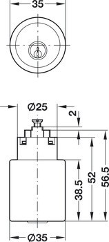 Vložka s knobkou, Häfele Symo ML Pro, modulární řešení 30 mm, s vložkou s pinovými stavítky, standardní profil